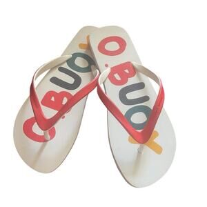 Orlebar Brown Haston O.BUOY White Sand & Red Flip Flops Size 10 EU 44 £50